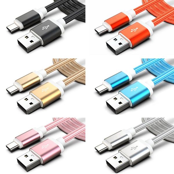

1m 2m 3m type c micro usb cable quick charger nylon alloy metal cables for samsung s6 s7 s8 s10 s11 note 8 10 htc android phone