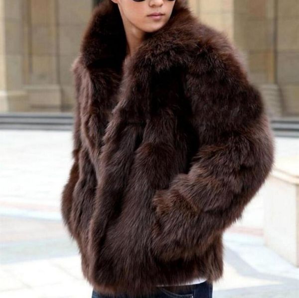 

Зимний мужские куртки искусственного меха Мода Fox Fur Теплых норки Solid Color Верхняя о