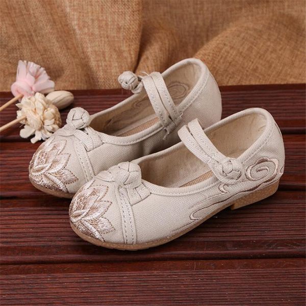 

girls dance shoes exquisite hand-embroidered girls flower canvas shoes children's princess breathable sports dance, Black;red