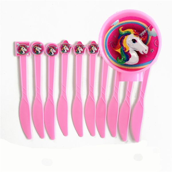 

10pcs cartoon colored unicorn knives home supplies children's birthday holiday graduation wedding universal party decoration