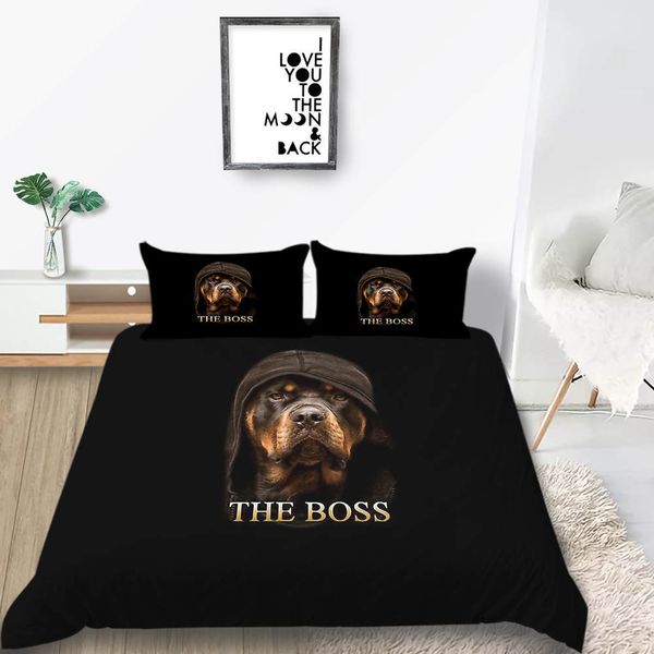 Black Bedding Set Dog Lifelike Handsome Hot Sale Cool Duvet Cover