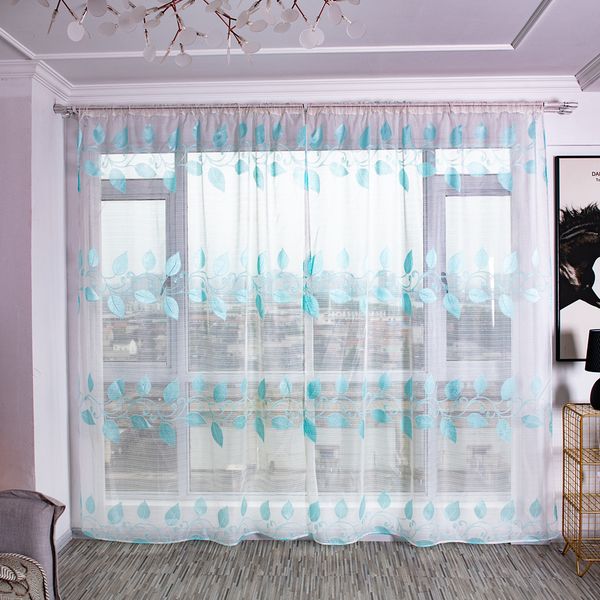 

leaf terry cut yarn leaves trees sheer curtain tulle window treatment voile drape valance fabric 8#g6