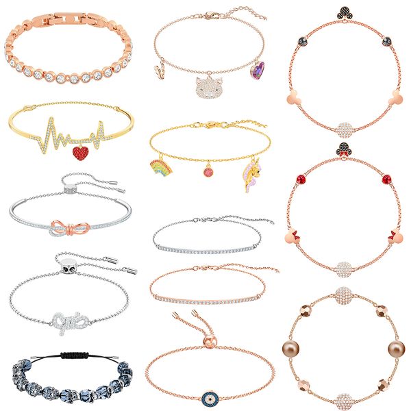 

fahmfahmi swa remix little only oot lifelong luckily oxo taddeo tennis unicorn piggy heart rose gold bracelet romantic fashion bracelet, Black