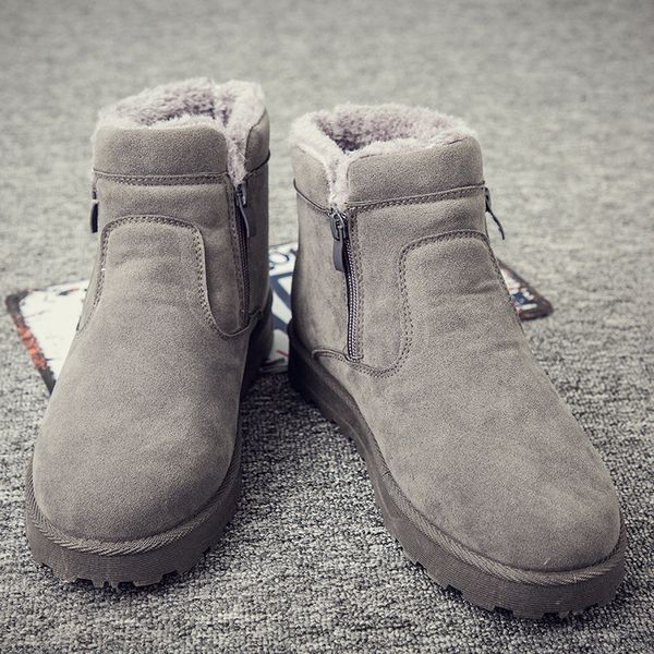 

2019 new fashion men's snow boots authentic men's winter boots fur warm ankle shoes lovers, Black