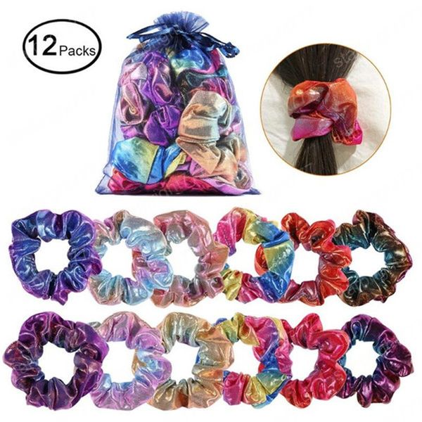 

scrunchie glitter hair ties for girls hair ponytail holders rope colorful elastic hair bands for women hairs accessories, Slivery;white