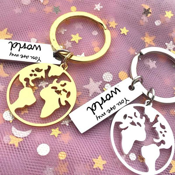 

earth keychains travel keyring friendship creative friend jewelry you are my world pendant diy handmade gold/silver color