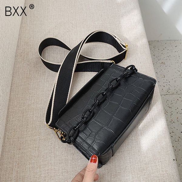 

bxx] crocodile pattern wide straps pu leather crossbody bags for women 2020 fashion chain shoulder messenger bag purses hl431