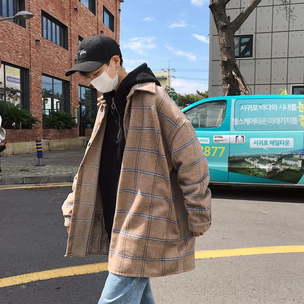 

2018 new exquisite korean style coat coat loose wild tide brand casual large size men's jacket beige / purple m-2xl, Black;brown