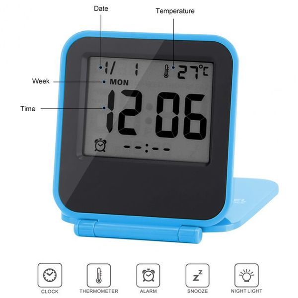 

alarm clock portable foldable tabletravel digital alarm clock with temperature calendar date week kitchen alarm clock