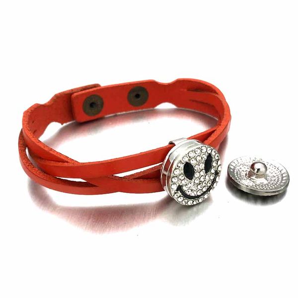 

wholesale 098 hand woven original genuine leather retro fashion bracelet fit 18mm snap button charm jewelry for women gift, Golden;silver