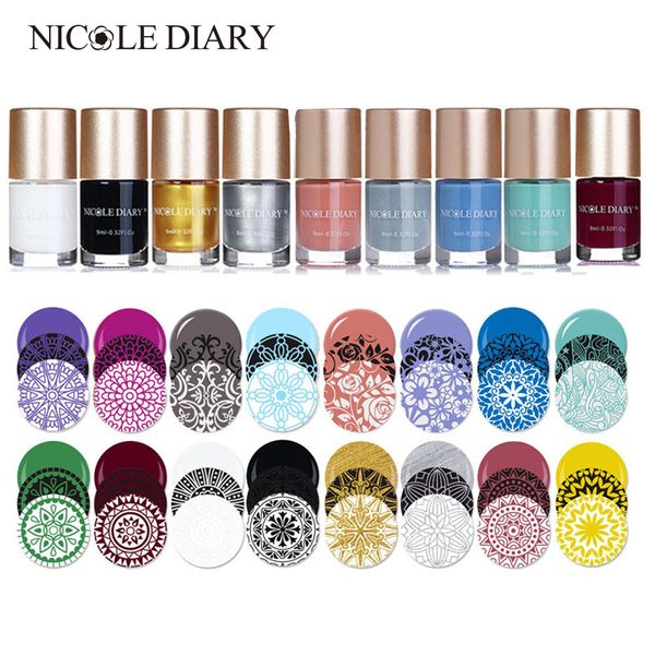 

nail polish 2 bottles nicole diary stamping set spring series stamp varnish art printing manicure color 21 colors