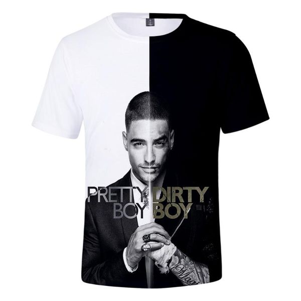 

maluma 3d printed men and women t-shirt short-sleeved shirt boy/girl summer breathable t-shirt kpop fashion xxs, White;black