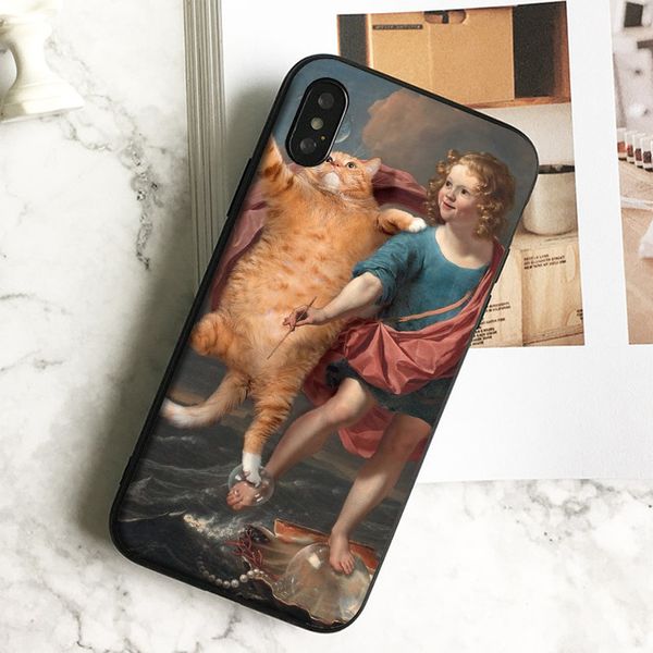 

капа luxury fat cat картина телефон чехол для iphone 11 pro xs max хг 8 7 6s plus 5 se case soft black tpu силиконовый чехол