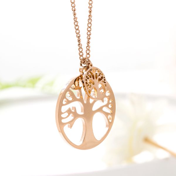 

big small round stainless steel trees of life pendants necklace women accessories new fashion long sweater chains 2019 wholesale, Silver