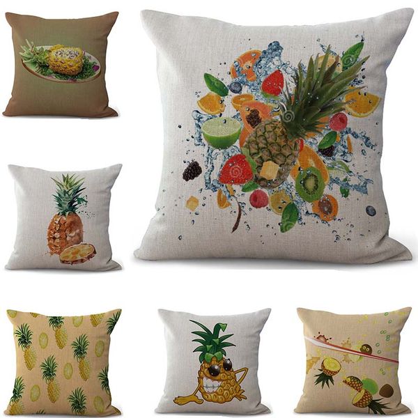 

cool fruit pineapple pillow case cushion cover linen cotton throw square pillowcase cover drop ship 300804