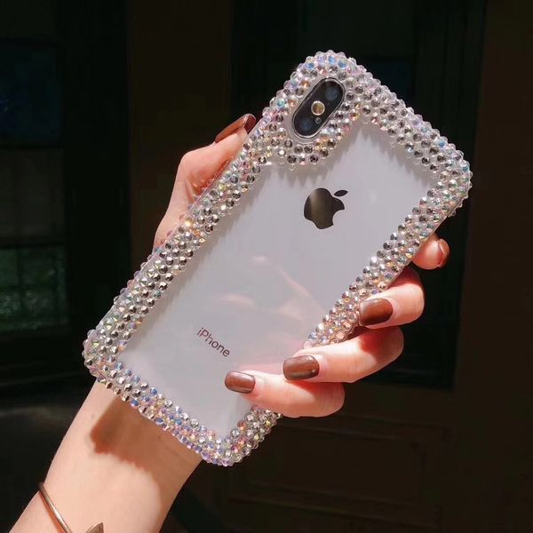

2019 goddess style rhinestone case for iphone 6s plus frame decoration diamond rhinestone case tpu silicone rhinestone cover