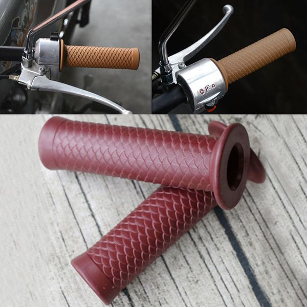 

dark brown 2pcs vintage motorcycle 7/8" 22mm universal handlebar grip handle bar motorbike grips accessories