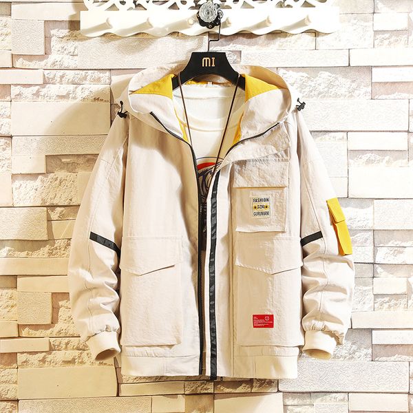 

100% polyester 2019 cargo tactics casual men's jacket hat detachable padded spring autumn jacket, Black;brown