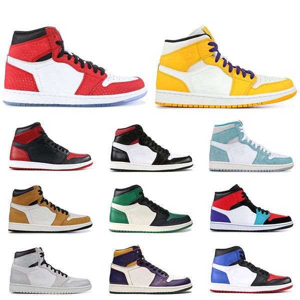 

New 1s men women basketball shoes top quality Court Purple GYM RED UNC SPIDERMAN 1 fashion mens sports sneakers size 5.5-12