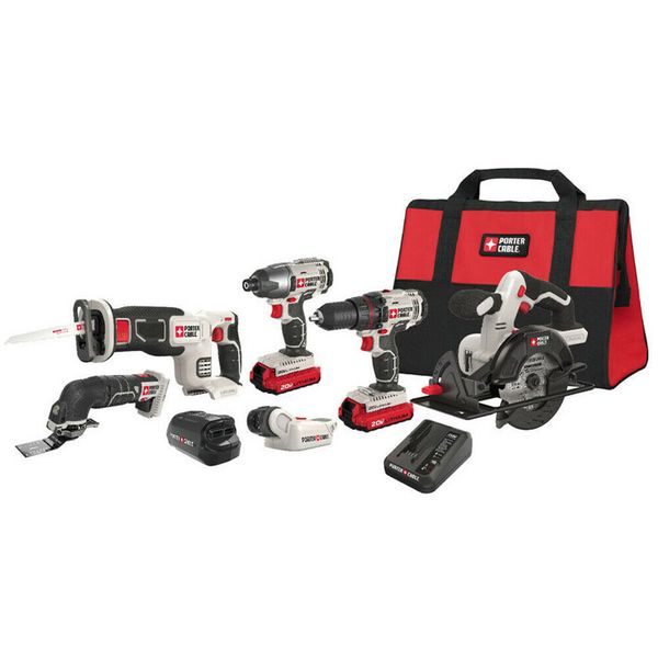 

Porter cable pcck617l6 20 volt max cordle lithium ion 6 tool combo kit