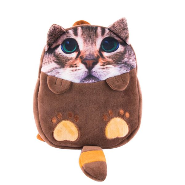 

kids cartoon cat pattern backpack kindergarten children cute school bag baby schoolbag zipper soft velour shoulder bags 10nov 23