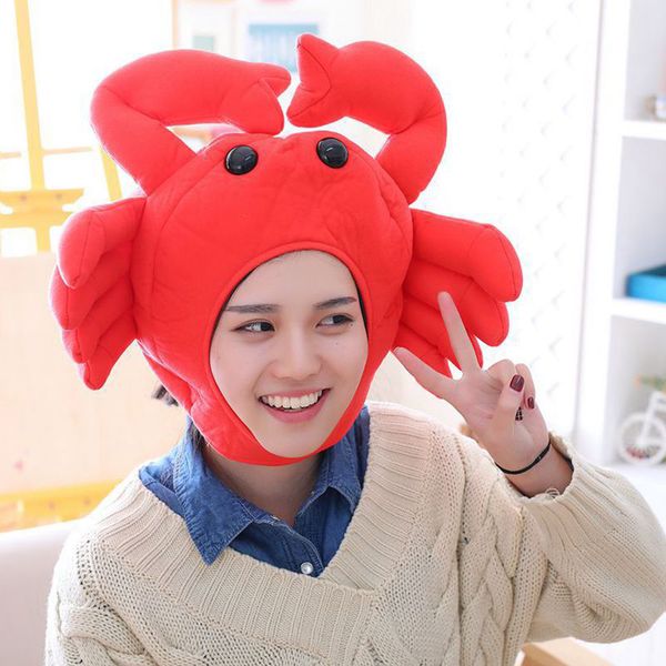 

new crab design soft warm animal cap cartoon plush nylon hats women hat christmas halloween anime cosplay party costume cap, Blue;gray