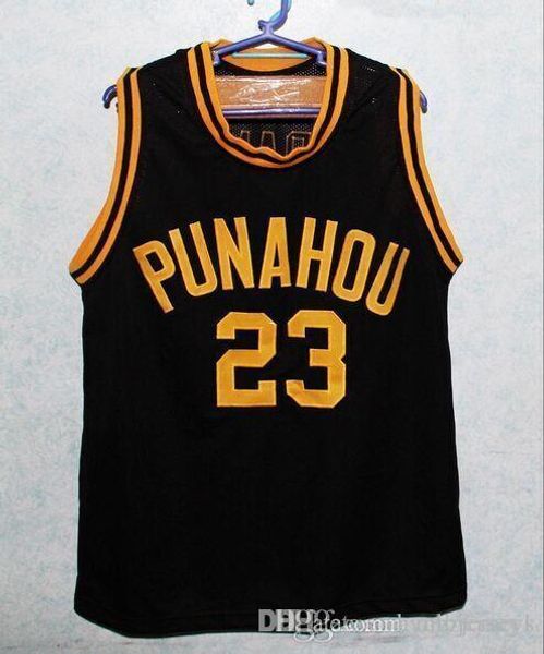 

custom barack obama #23 punahou high schoolcollege basketabll jersey embroidery stitched customize any size and name, Black;blue