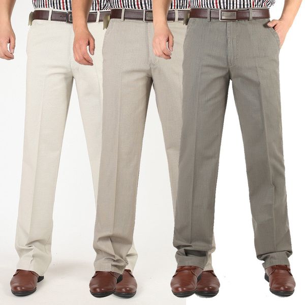 

2019 summer new thin men's casual pants high waist loose straight trousers cotton and linen men's casual trousers, Black