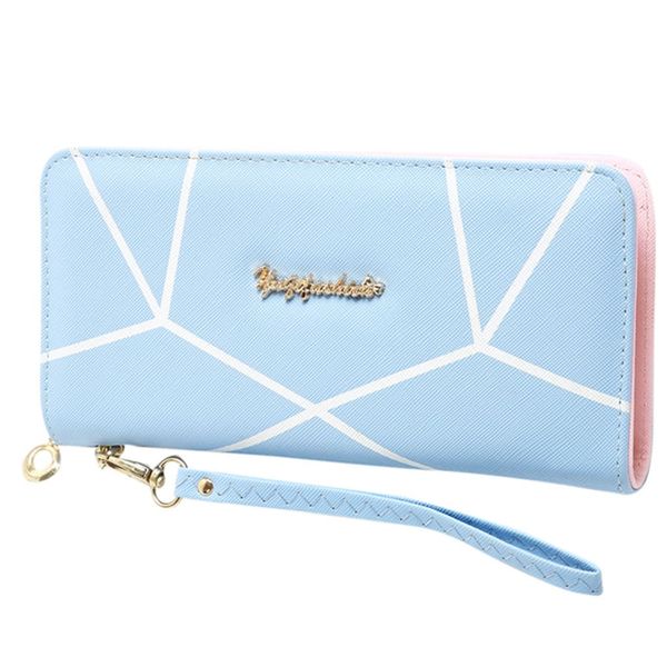 

most popular women lady long zip wallet geometric pattern mobile phone bag large capacity card bag casual style wallet card#zs, Red;black
