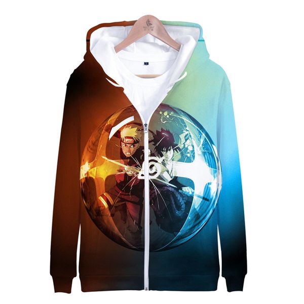 

anime naruto hoodies sweatshirt 3d zip up hoodie jacket men women japanese akatsuki cosplay oversized casual coat streetwear, Black