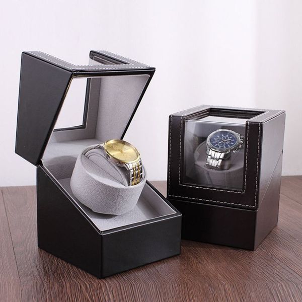

кожа автоподзаводом box single watch storage box winder держатель дисплея часы дисплей для хранения, Black;blue