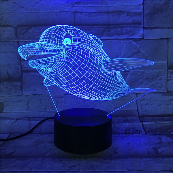 

marine animal 3d lamp fish dolphin shark visual illusion multicolor gradient night light home decor kids holiday gifts aw-670
