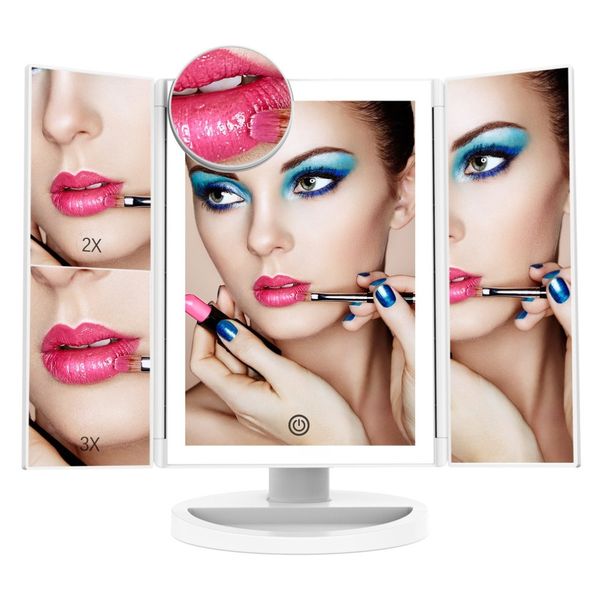 

led deskthree fold makeup mirror 2x 3x 10x 180 degree rotation table countercosmetic bathroom mirror other home decor
