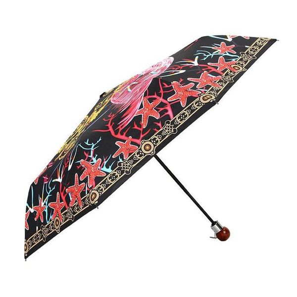 

new automatic compact sun umbrella 4 styles tropical flamingo striped summer folding umbrella waterproof anti-uv protective canopy parasol