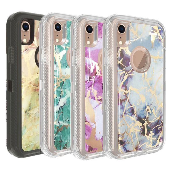 

for iphone xr marble case 3in1 heavy duty shockproof full body protection cover defender case for iphone xr xs max