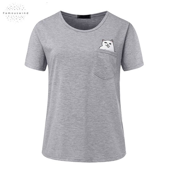 

t shirt 2019 brand middle cat print plus size t shirt 100% cotton summer tshirt vestidos cloth women t007, White