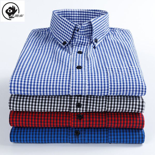 

little raindrop mens dress shirts long sleeve men's fashion plaid button down collar checked slim smart casual shirt social, White;black