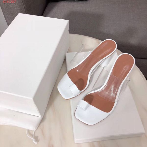 

2019 fashion new women elegant style heels slipper with transparent material and fresh high-end atmosphere, Black