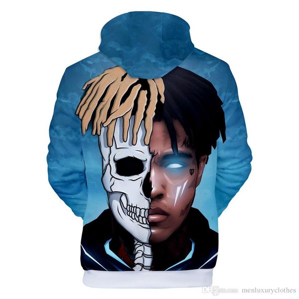 

xxxtentacion american rapper men hoodies hiphop rap fleece winter autumn sweatshirts 3d character pullovers, Black