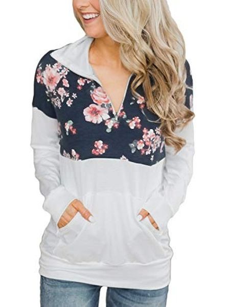 

2020 plus size happy sailed womens casual long sleeve round neck side zip pullover sweatshirt, White