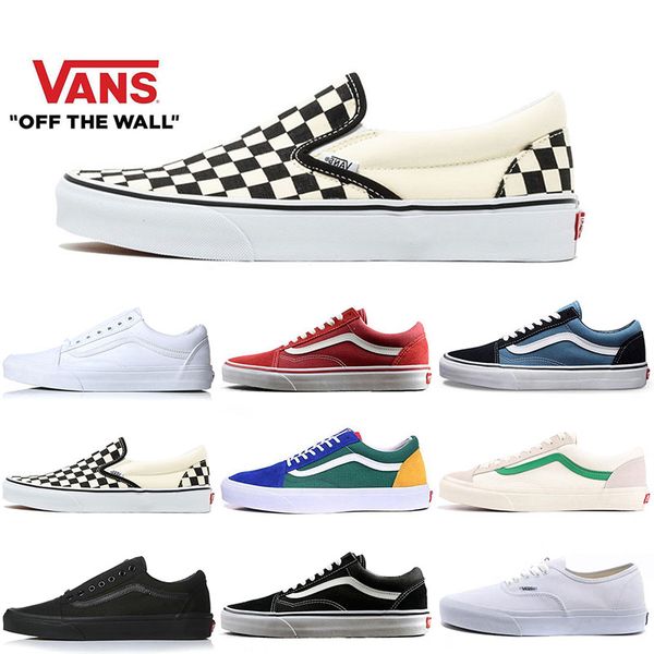 

van off the wall old skool sk8 hi mix checker otw repeat fear of god checkerboard white canvas sneakers skate casual shoes 36-44, White;red