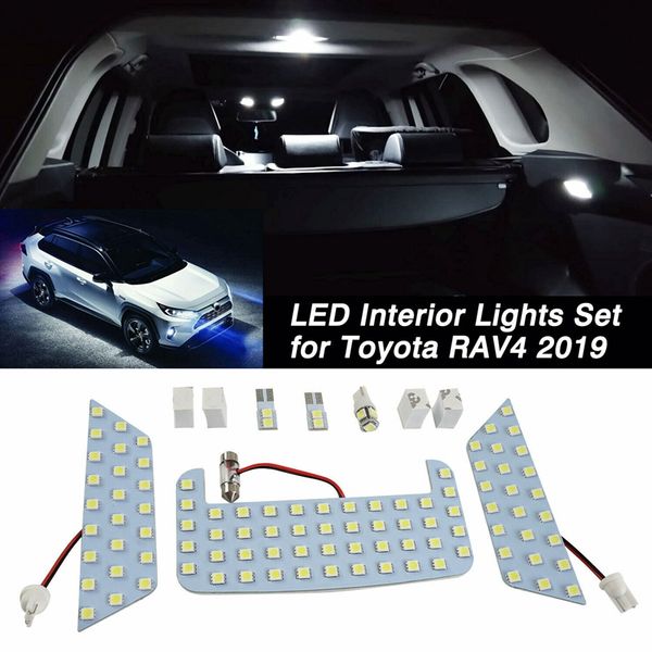 

car white led interior upgrade light lamp bulb kit for rav4 2019 2020