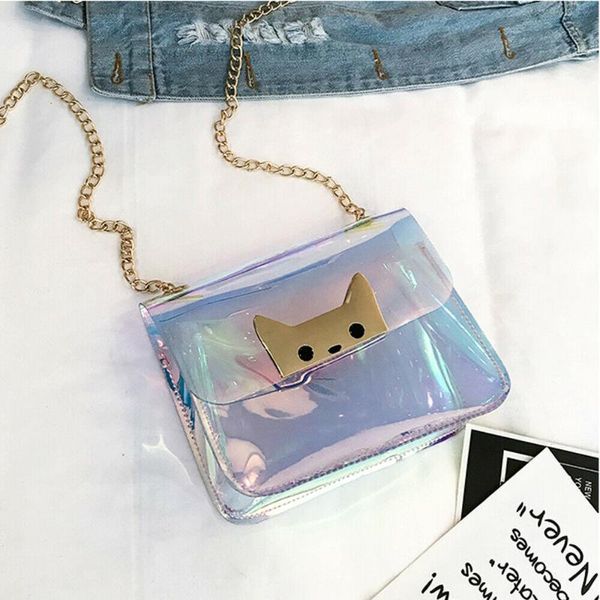 

women's pvc transparent mini bag shoulder bag holographic laser chain handbag messenger