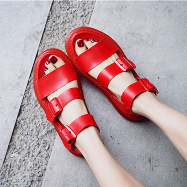 

genuine leather women sandals gladiator summer shoes 2019 platform black flat woman casual shoes beach sandals woman c13