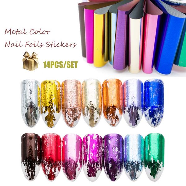 

14pcs gold sliver metal slider foil for nail transfer wrap sticker adhesive starry manicure decor nail art stickers set zjt3063, Black