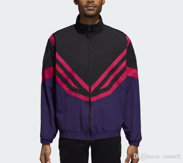 

men women designer jackets retro sports windbreaker fashion striped patchwork jackets casual zipper cardigan men's coat, Black;brown