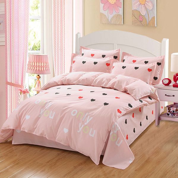 Love Bedding Set Summer Style Single Queen King 100 Cotton Pink