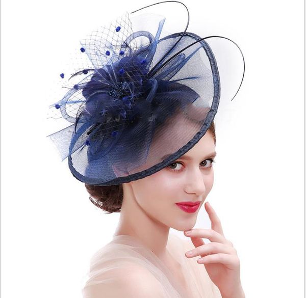 

bride gauze hairdress racing hat feather headdress hairdress, Silver