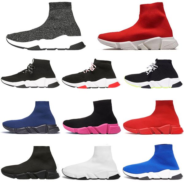 

оптовая дизайнер дорогих носок обувь скорость trainer мужчины женщины белый черный синий блеск розовый плоские носки моды мужские кроссовки
