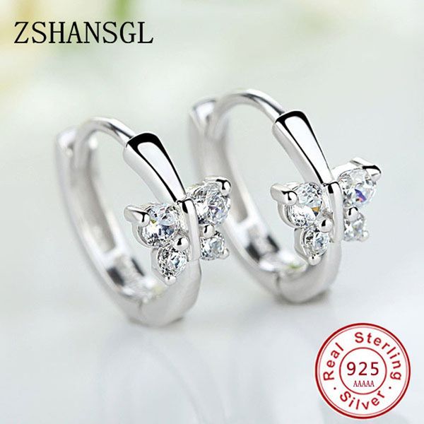 

delicate cute 925 sterling silver sparkling bowknot stud earrings with clear cz women party luxury earrings jewelry brincos, Golden;silver